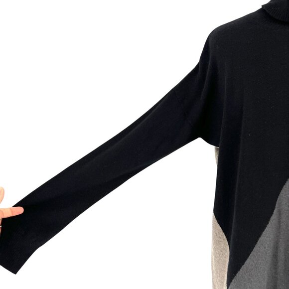 Margaret OLeary Cashmere Turtleneck Sweater Dress Black Gray Size Medium - Picture 6 of 14